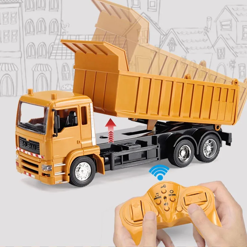 2.4G RC Car Excavator Dumper Truck Lighting Remote Control 6CH Engineering Vehicle Tipper Bulldozer Toys Boy Kids Christmas Gift