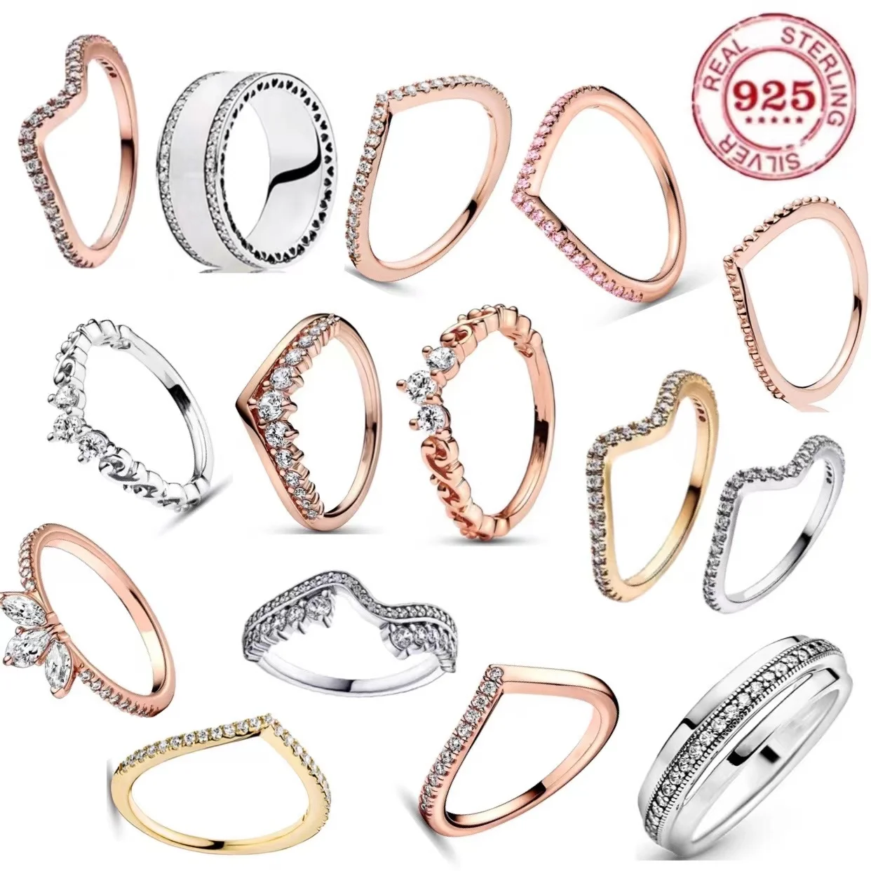 Best selling 925% pure silver Fashion High quality Heart shape Curve Ring Suitable Perfect jewelry gifts for women's birthdays