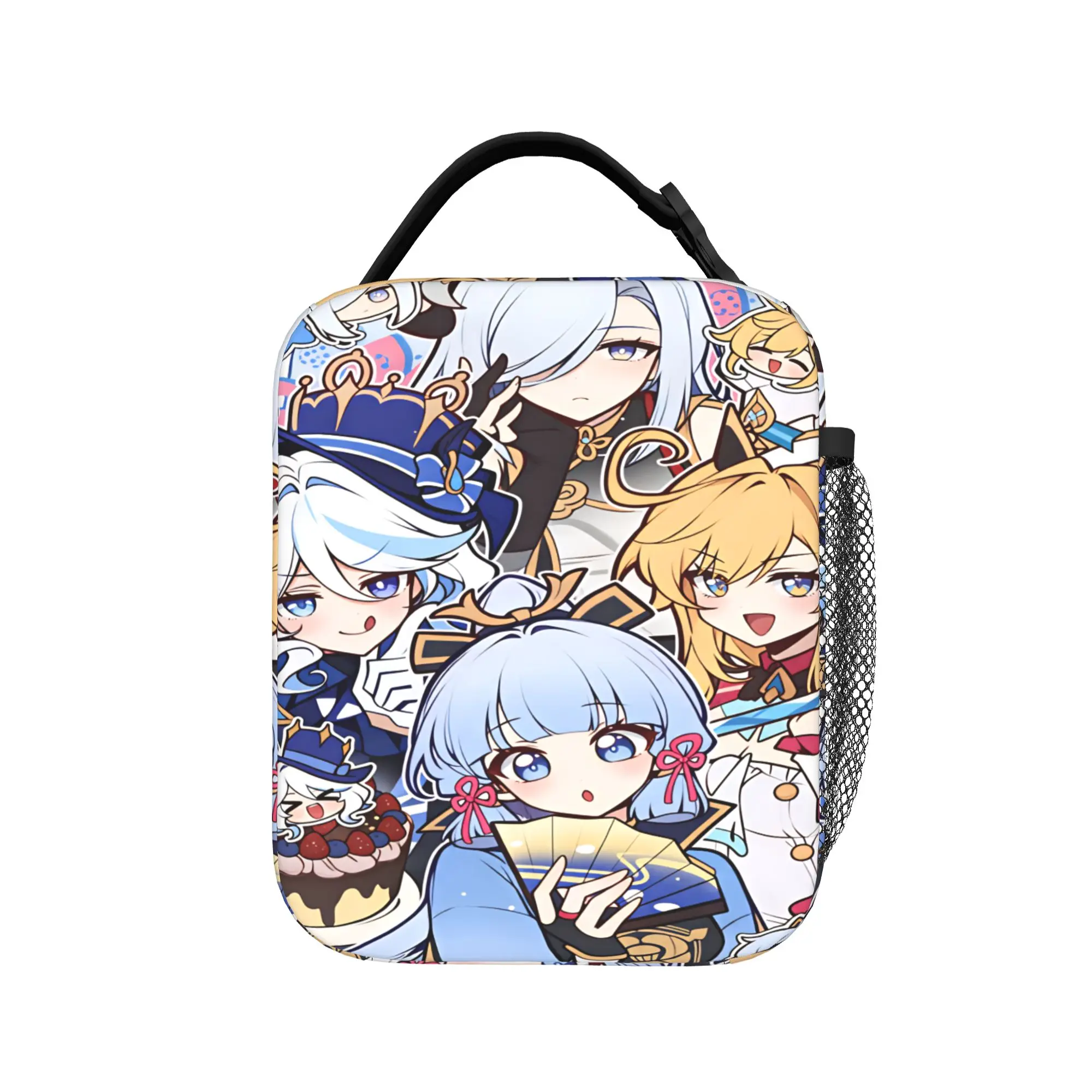 Genshin Impact Lunch Bag Game Character Travel Lunch Box For Women Fun Print Tote Food Bags Oxford Portable Cooler Bag