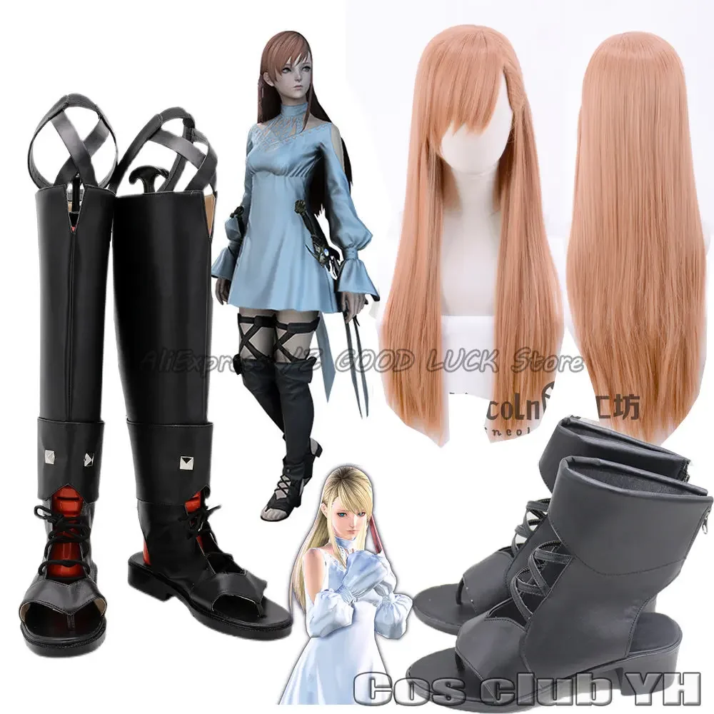 Game FF14 Ryne Cosplay Minfilia Cosplay Shoes Boot Costume Ling Wig Final Fantasy Series Minfilia Halloween Carnival Accessories