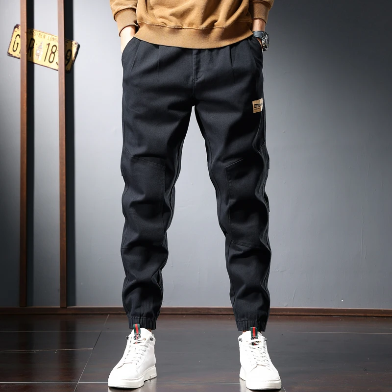 

Fashion Black Pants Men Autumn Casual Baggy Pencil Pants Streetwear Fashion Cotton Trousers CP2127