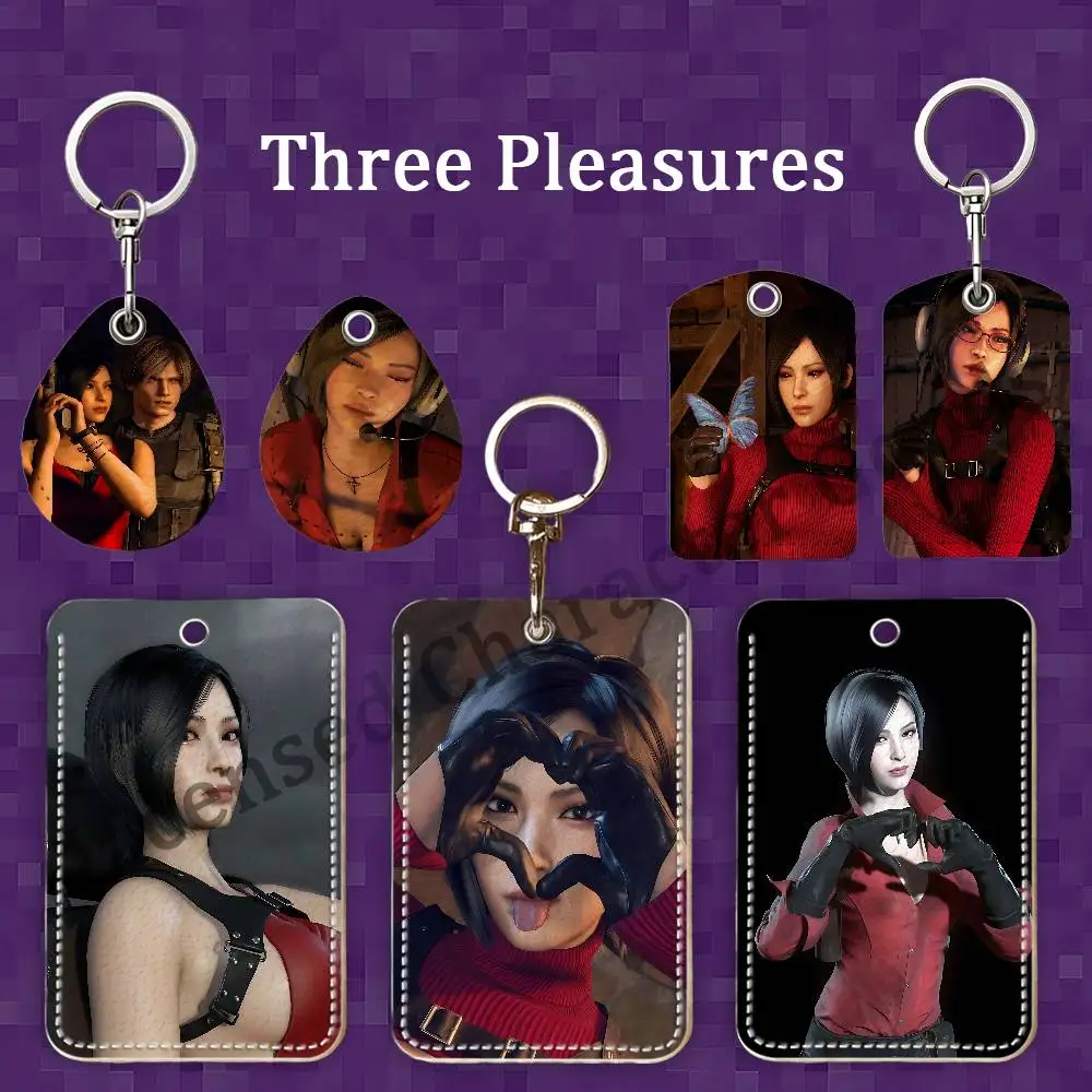 Ada Wong R-Resident E-Evil Premium PU Leather Card Holder Card Case with Metal Carabiner,Customizable Design for Daily Use