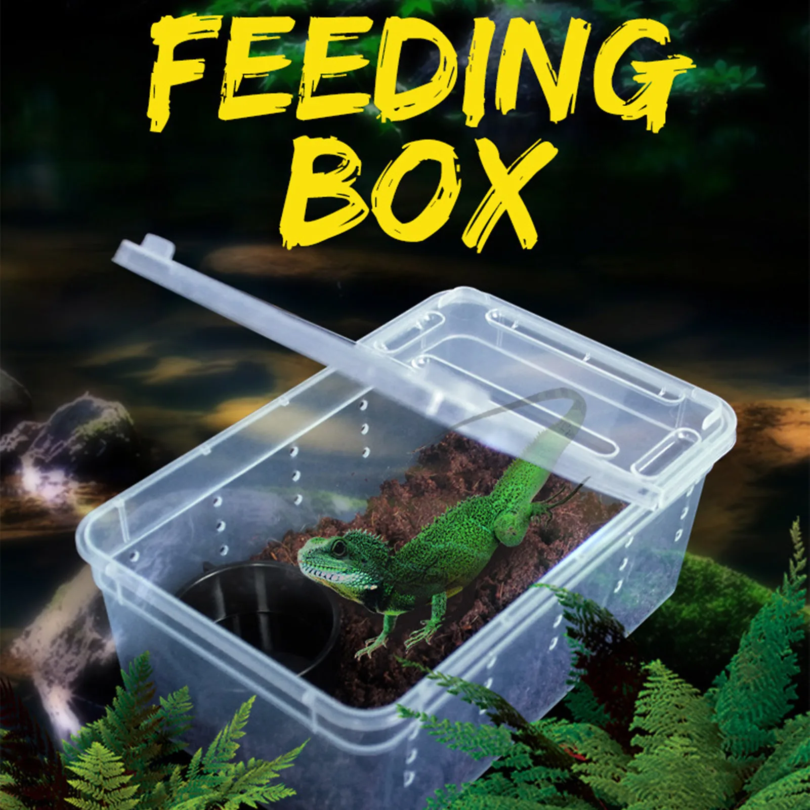 Transparent Plastic Box Small Pet Reptiles Living Box Insect Reptile Scorpion Lizard Breeding Case Container Animal Feeding Tool