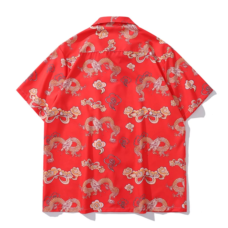 Holiday Beach Red Shirts Men Women Summer Button Down Collar Vintage Men's Shirt