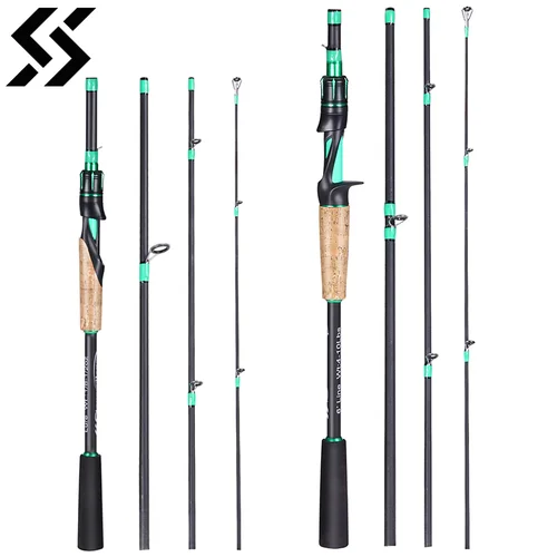 Sougayilang-caña de pescar ultraligera de fibra de carbono, 4 secciones, 1,8 M, 2,1 M