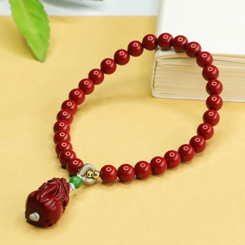 Cinnabar bracelet, purple gold sand Pixiu bracelet, natal year women's jewelry