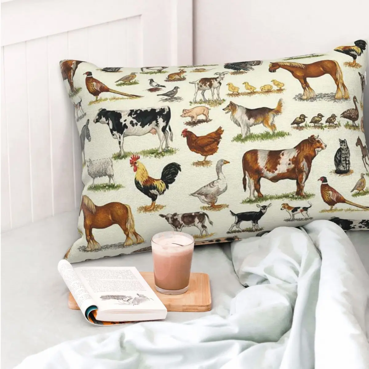 

Country Farm Animals Farmhouse Village Pet Rectangle Pillowcase Cushion Cover Decorative Bedroom Bed Home Comfort Throw Pillow