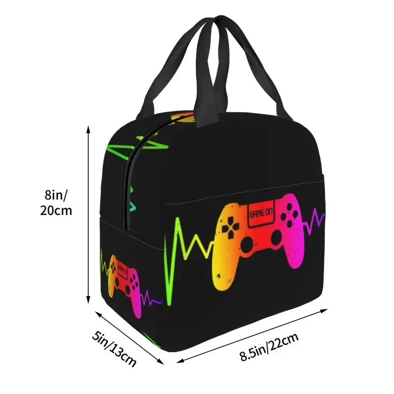 Video Game Controller Heartbeat Portable Lunch Box Multifunction Gamer Gaming Thermal Cooler Food Insulated Lunch Bag Kid School