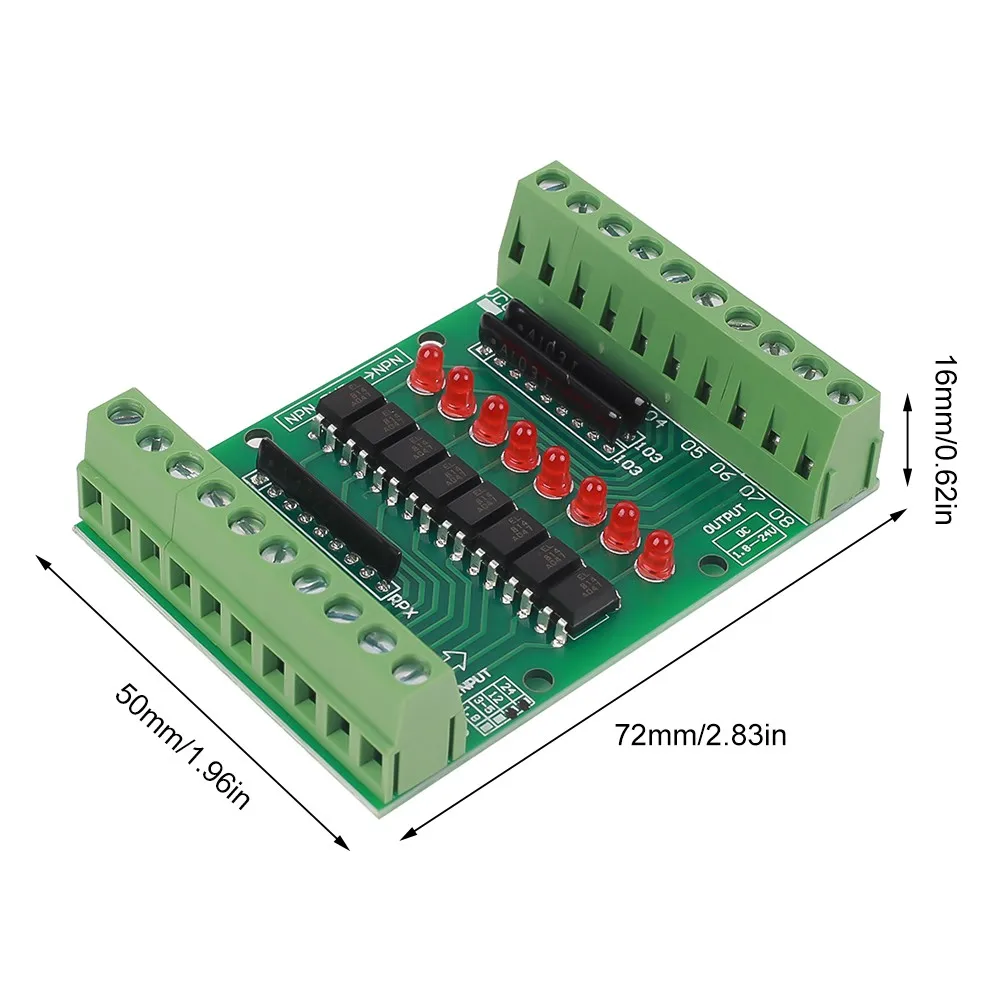 DC 12V-24V 8 Channel Optocoupler Isolation Module 8CH NPN Low High Level Output Signal Converter