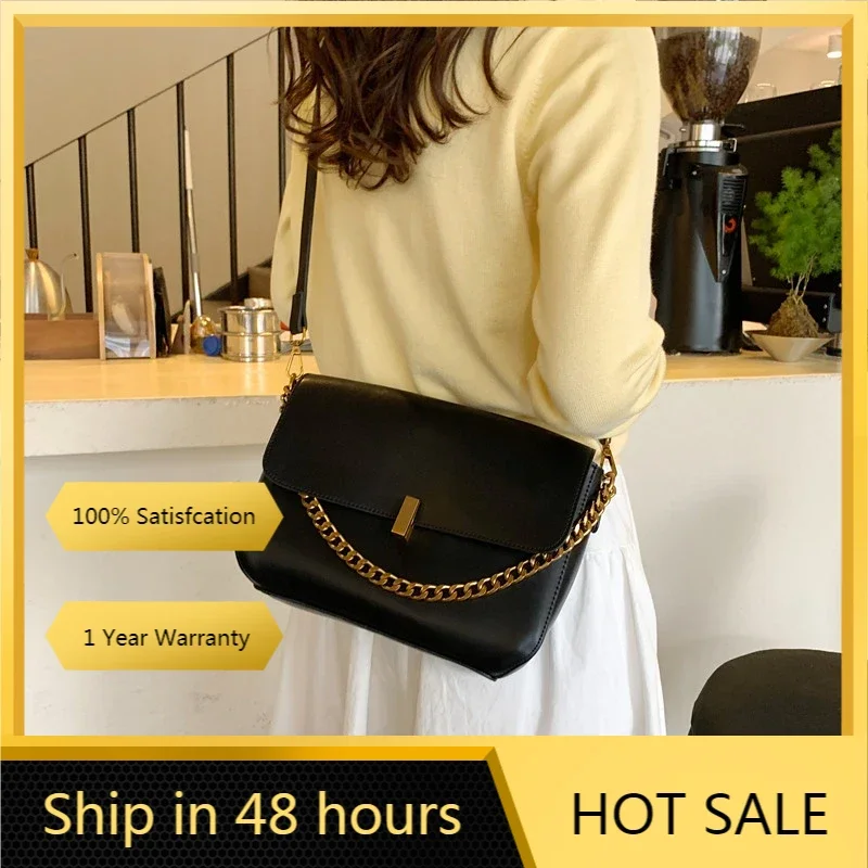 2024 Pu Leather Messenger Bag For Women Simple Fashion Chain Handbag Designer Crossbody Bag bolsa feminina Large Capacity Bags