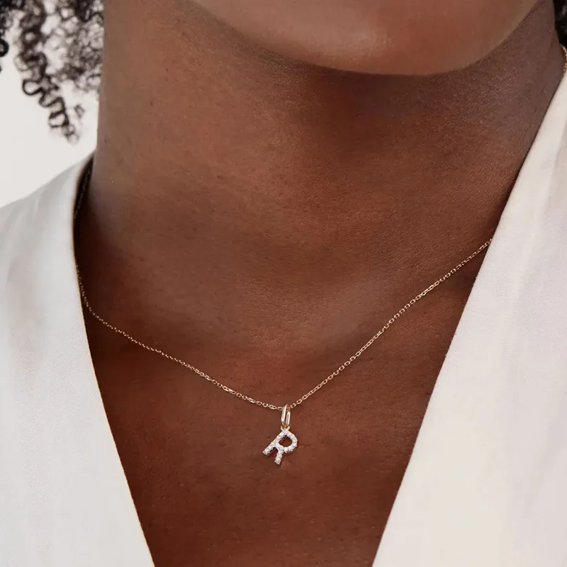 

iny Star S925 Pure Silver Diamond Embedded Pendant Single Letter Design High-End Feelings across the Border Hot S