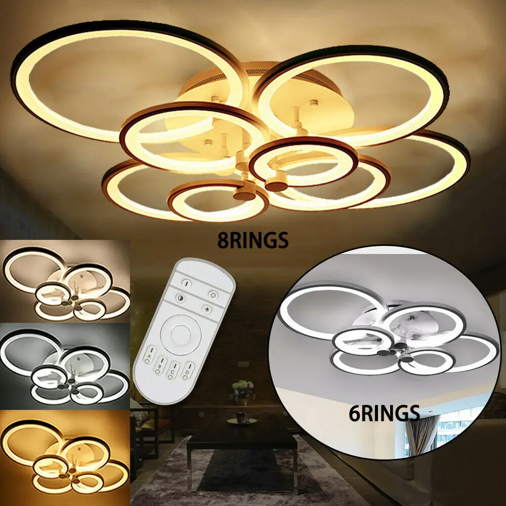 Ceiling Light 8-Head Modern LED Acrylic Flush Mount Chandelier Dimmable US