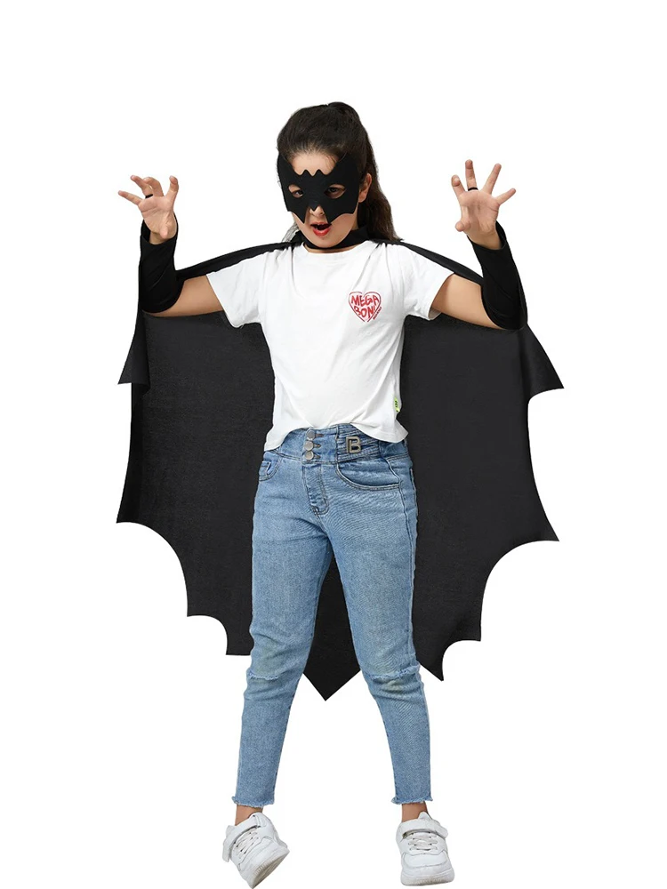 Costume da pipistrello di Halloween per bambini, ragazzi e ragazze, mantello nero, vestire, feste, cosplay, mantelli da pipistrello, abiti da palcoscenico per il festival di carnevale