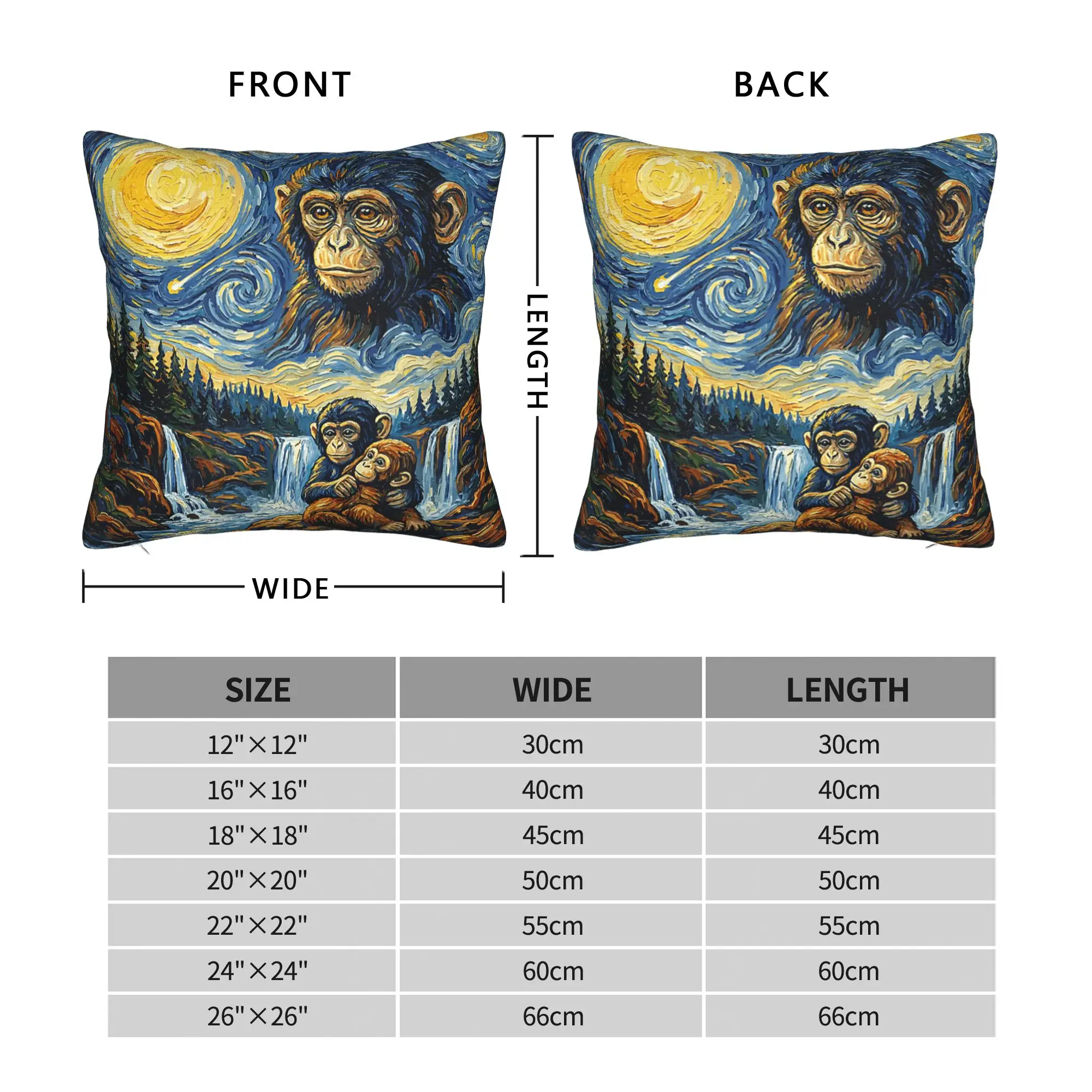 Pillow Cover Starry Night Monkey Punch Cute Baby Japanese Macaque Art  Cute Funny Pillow Case For Living Room Bed Pillowcases