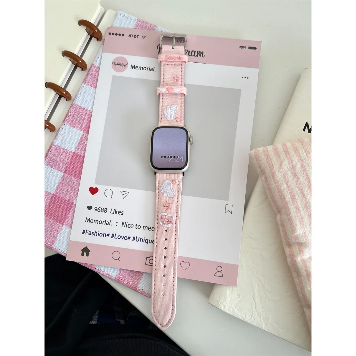 حزام (استيك) ساعة لساعة أبل 42/44/45/46/49 مللي متر 40/41 مللي متر بو الجلود موضة ساعة لساعة Ultra3/2 SE3/4/5/6 سلسلة 11/10/9/8/7/6