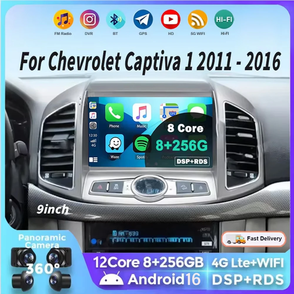 Android 16 Für Chevrolet Captiva 1 2011 - 2016 Autoradio Stereo Multimedia-Videoplayer GPS-Navigation QLED 2000*1200 Bildschirm