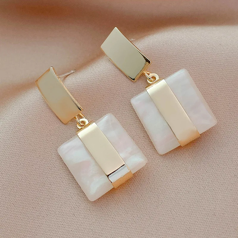 Fashion Simple Square Geometric Earings European and American Temperament Metal Earrings for Women