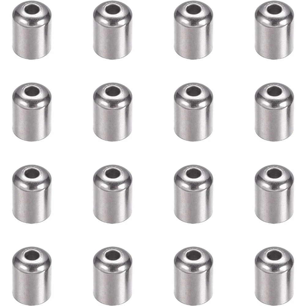 50pcs 4mm Column End Caps Stainless Steel Cord Ends Leather End Caps Cord End Caps Terminators Finding for Jewelry