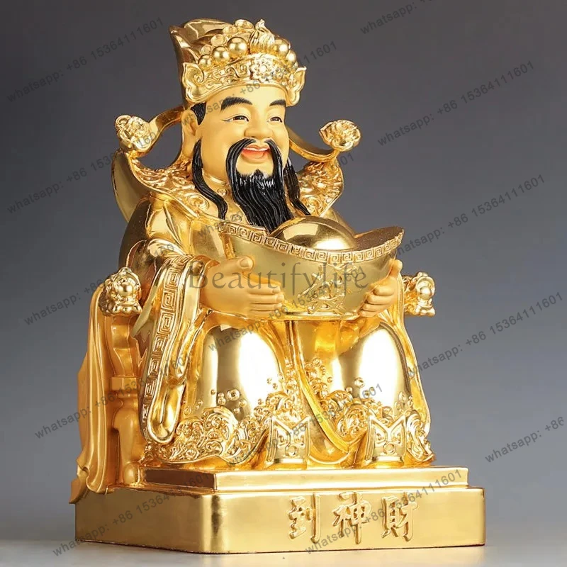 Gold pure copper Buddha statue of the God of Wealth to attract  God of Wealth statue is dedicated to the God of Wealth ornament