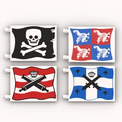 1 pz stampato Pirates Flag 2525 6x4 /2335 2x2 Jolly Roger con cannoni incrociati neri Building Block MOC Brick Part Toy