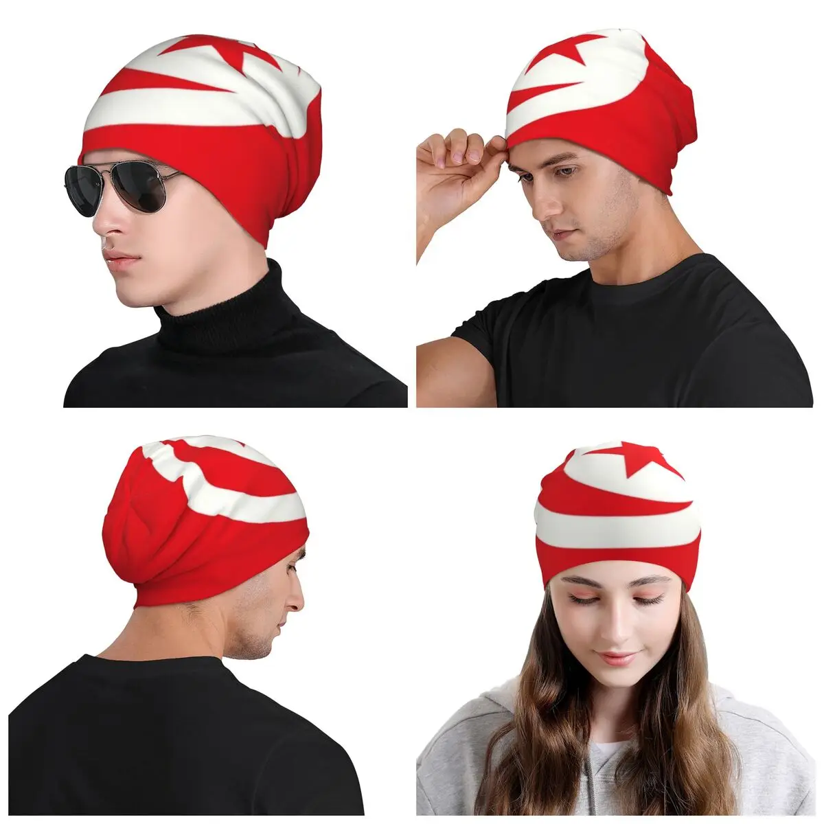 Tunesien Flagge Schädel Mützen Mützen Hip Hop Winter warme Männer Frauen Strick mütze Erwachsene Unisex Motorhaube Hüte