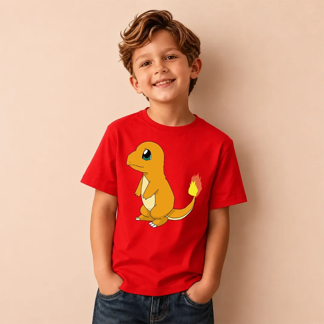 Pokémon Charmander Graphic Women Men and Kids T Shirt Boys Cute Anime Cartoon Casual Short Sleeve Children Tee