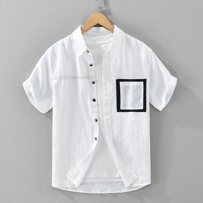 

Мужское льняное льняное ort Sve irt, повседневное, дышащее, моющееся, универсальное, художественное, свободного кроя, цветной, с цветовым дизайном, осенняя одежда