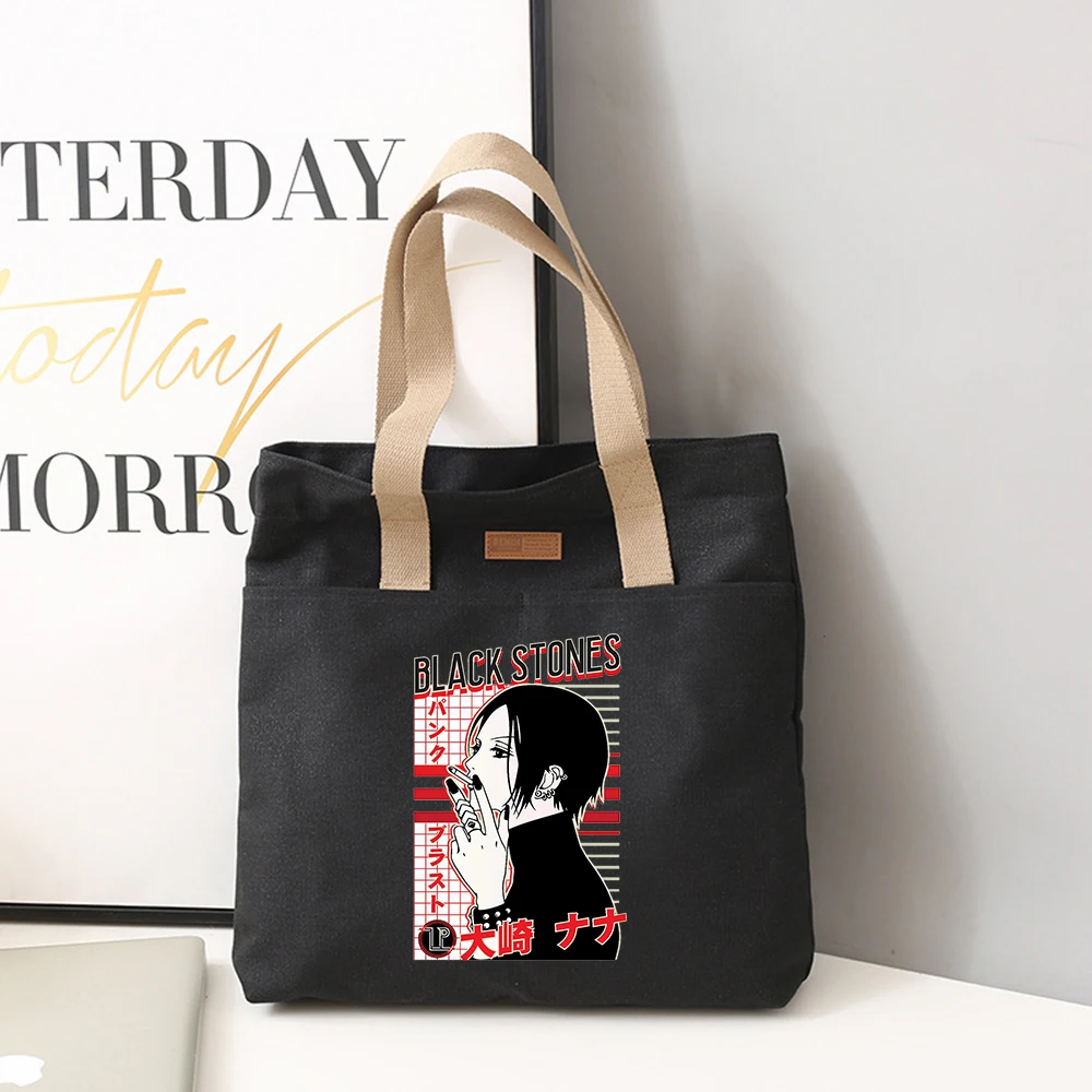 New Nana Women Canvas Tote Bag Anime Large Capacity Tote Top-Handle Zipper Bags for Work,school,daily,shopping Laptop Bags Gift