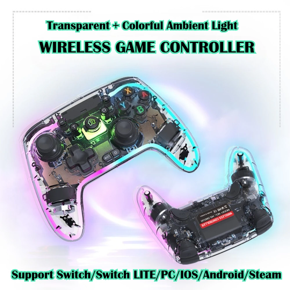 

Беспроводной игровой контроллер с джойстиком на эффекте Холла для Switch Lite/PC/IOS/Android/Steam, двойная вибрация, 6-осевой программируемый геймпад