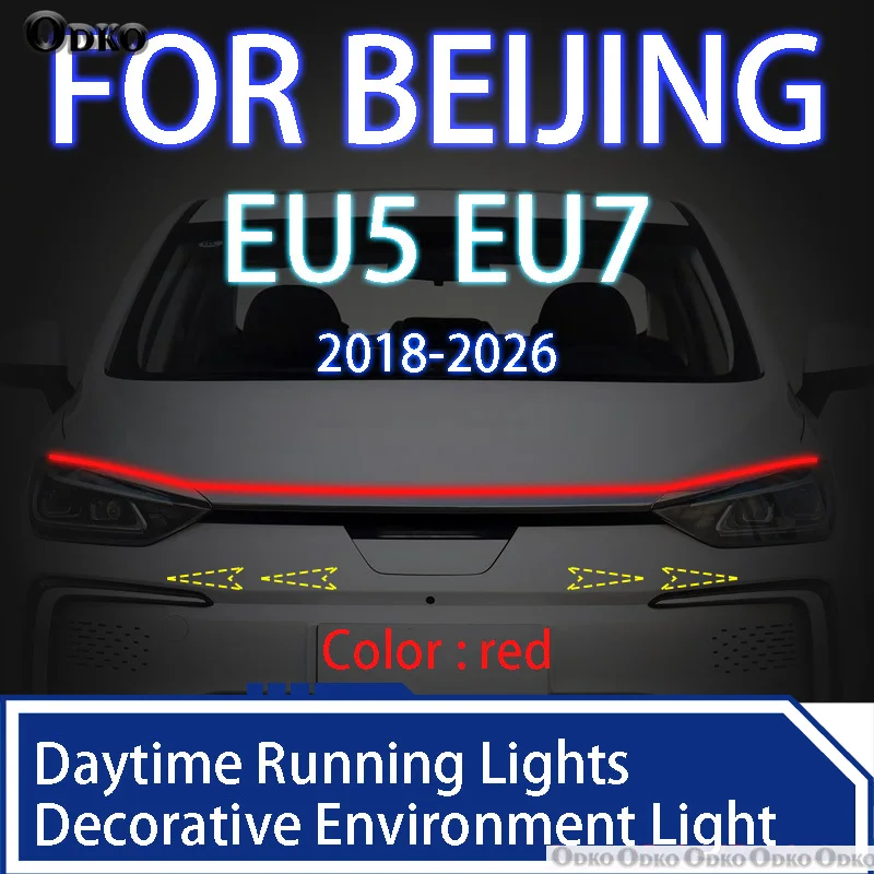 

Для BEIJING EU5 EU7 2018-2026 Новое обновление светодиодных дневных ходовых огней сканирования капота автомобиля DRL направляющая декоративная лампа окружающего света 12 В