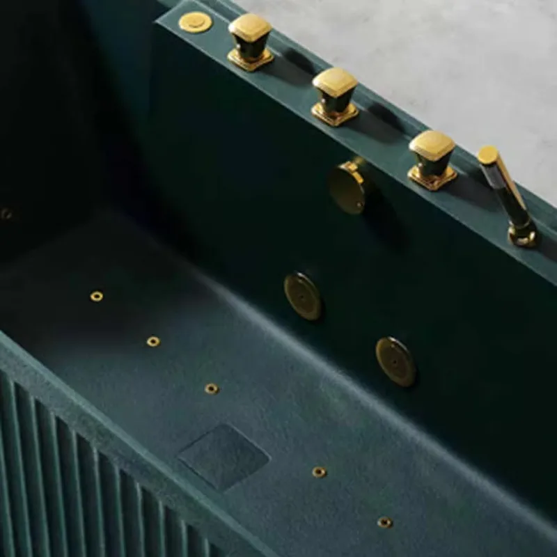 

2026 Hot Hot Sale Indoor Artificial Stone Rectangle Bath Tub Modern Whirlpool Massage Bathtub for Bathroom Design