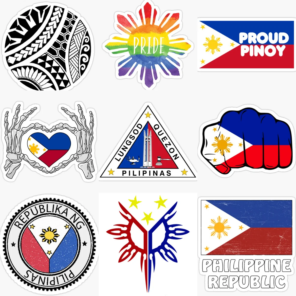 

Philippine Flag Map National Emblem Creative Stickers for Car Truck Motorcycle Window Fridge Wall Decoration Accessories