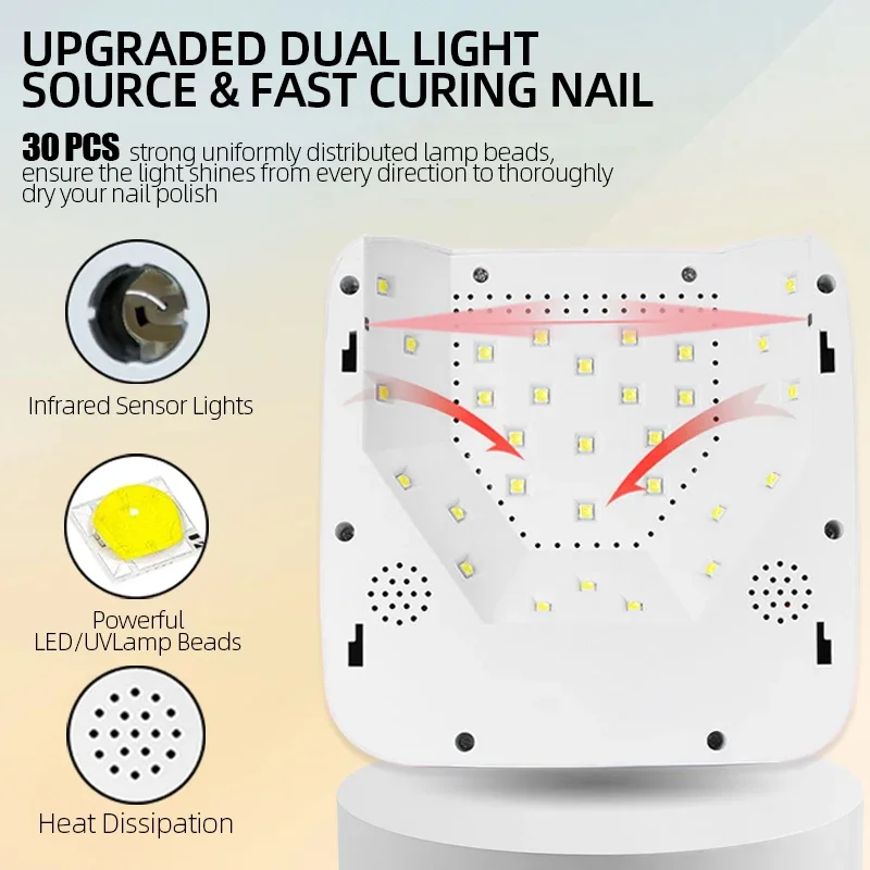 54W UV LED Nail Dryer Bling-bling Rechargeable Nail Lamp with Smart Sensor Wireless Portable Gel Polish Curing Manicure Tools