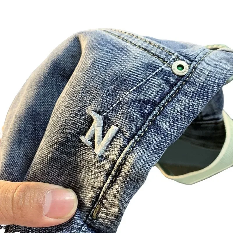 بنطال جينز رجالي بقصة ضيقة غير رسمي مطرز بنطال طويل لربيع وصيف نمط جديد عصري ماركة النسخة الكورية بنطلون متعدد الاستخدامات #5