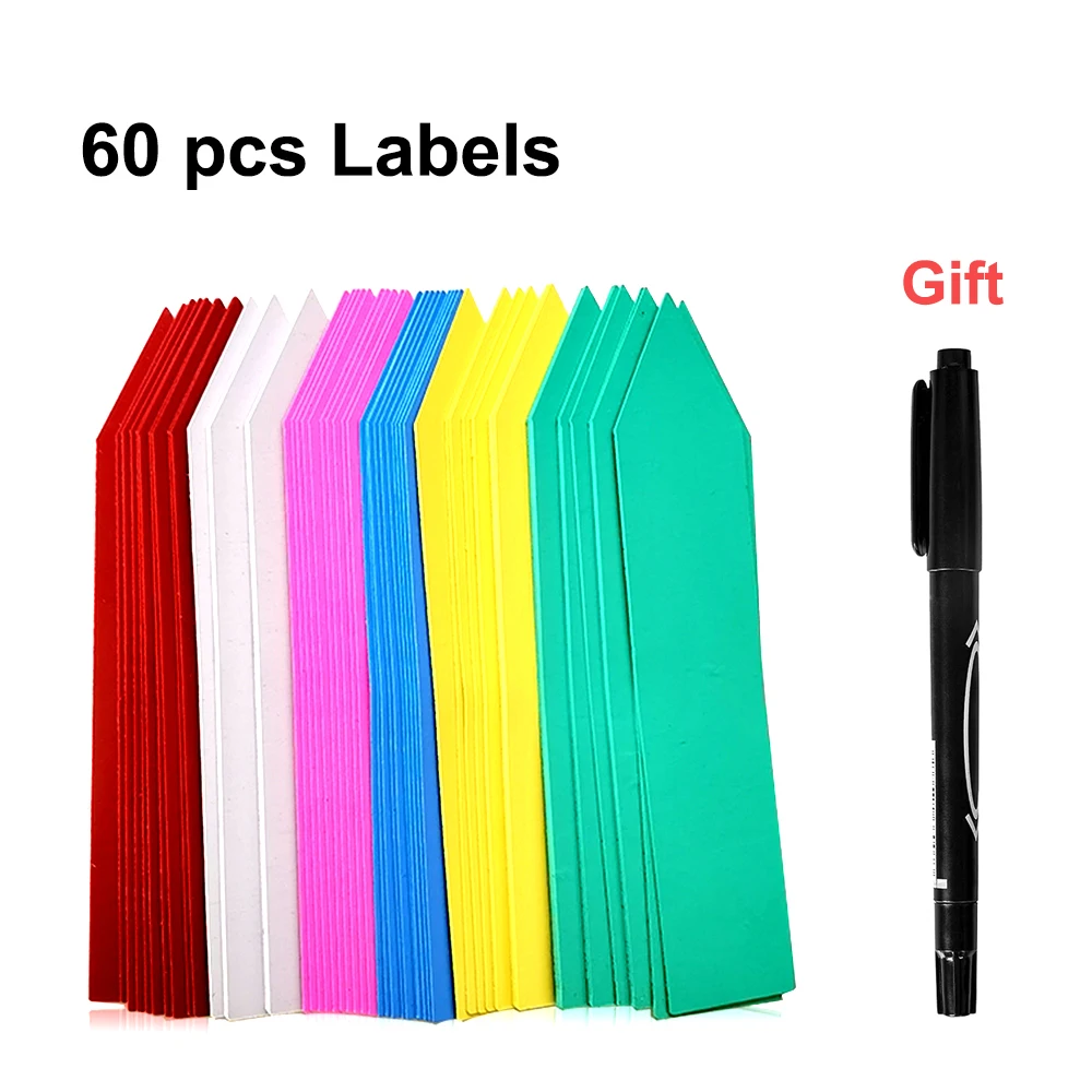 60Pcs 10CM Plant Labels With Pen Waterproof Garden Sign Nursery Plaques Plastic Markers for Plants Identification