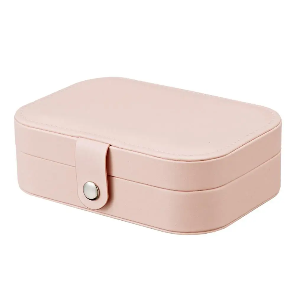Portable Simple Storage Box Multifunctional Two Layers Container For Women Travel Small PU Jewelry Case (Orange)