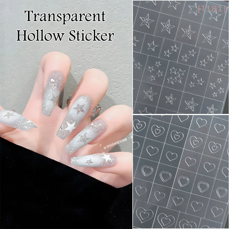 

[E] Hollow Nail Art Stickers Spray Painted Design Love Butterfly French Pattern Nail Accessories Decorative Decals