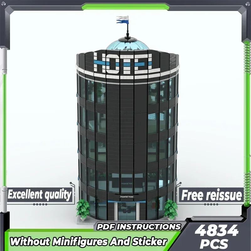 

Современная модель с видом на улицу Moc, строительные кирпичи, технология императорского отеля, модульные блоки, подарки, рождественские игрушки, наборы «сделай сам», сборка