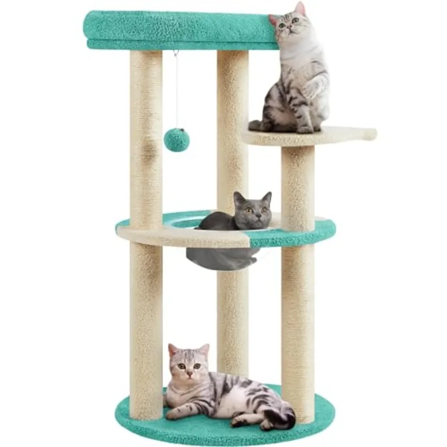 

Кошачья лежанка-когтеточка 35,5 дюймов, домик для кошек с когтеточками, мягкой лежанкой, капсулой-космическим кораблем, милое дерево-когтеточка для котят, мебель для питомцев