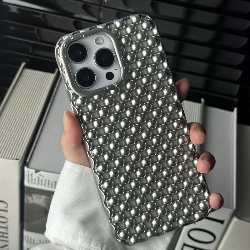 Matte Silberne Hohle Perlen Handyhülle für iPhone 13 14 15 16 17 18 Pro Max 17 Air Sommer Wärmeableitende Rückseite – Detail 23