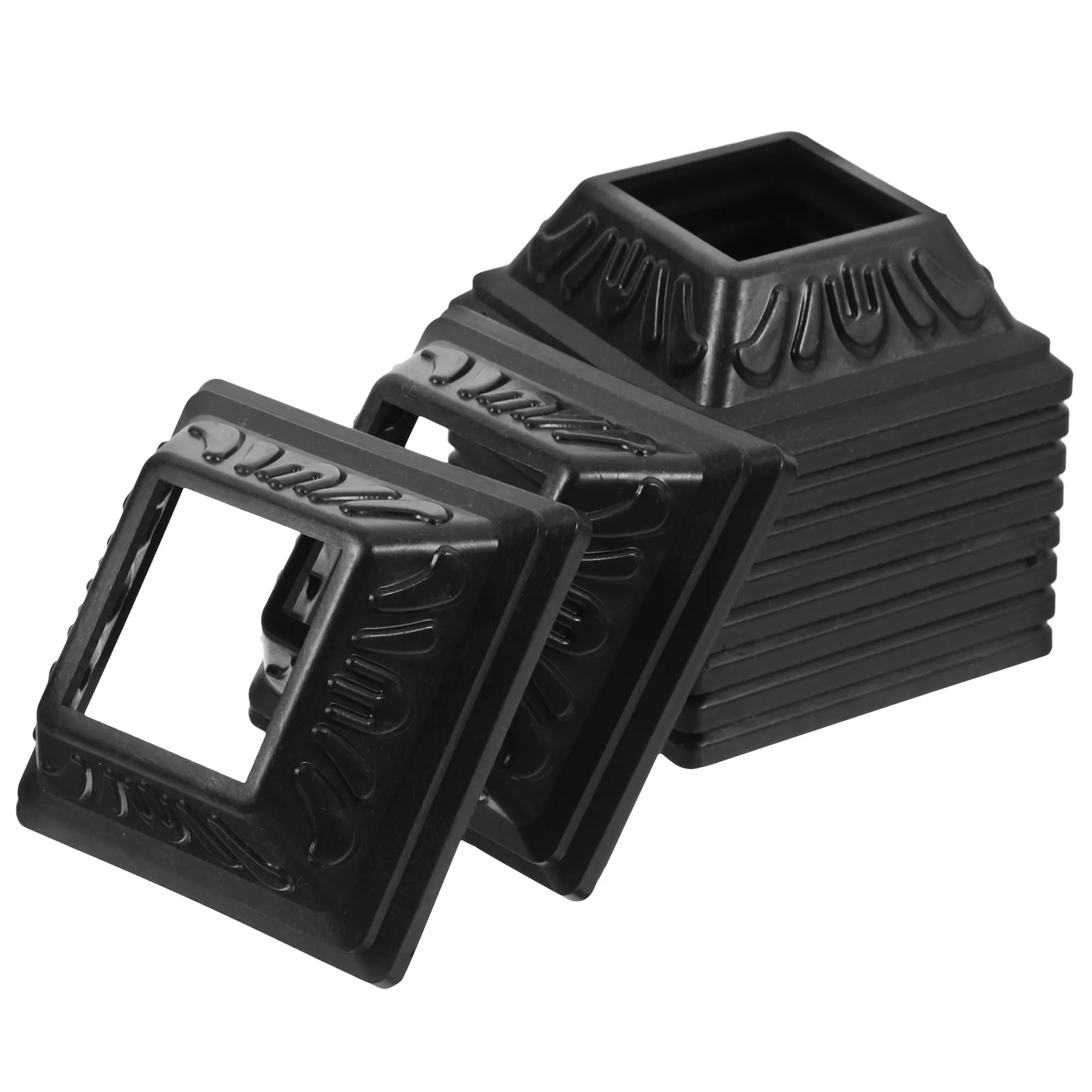 10Pcs Black PVC Post Skirt Cover for Vinyl Fence Deck Porch Railing Posts Easy Install Waterproof Post Base Protector Decorative