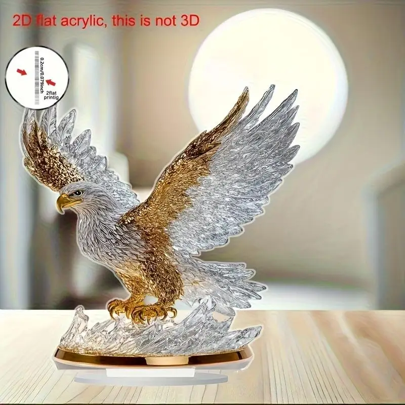 1 قطعة النسر ترفرف 2D الجدول الديكور الحديثة الحيوان زهرية تمثال الاكريليك زخرفة مسطحة للمنزل هدايا عيد الميلاد والهالوين