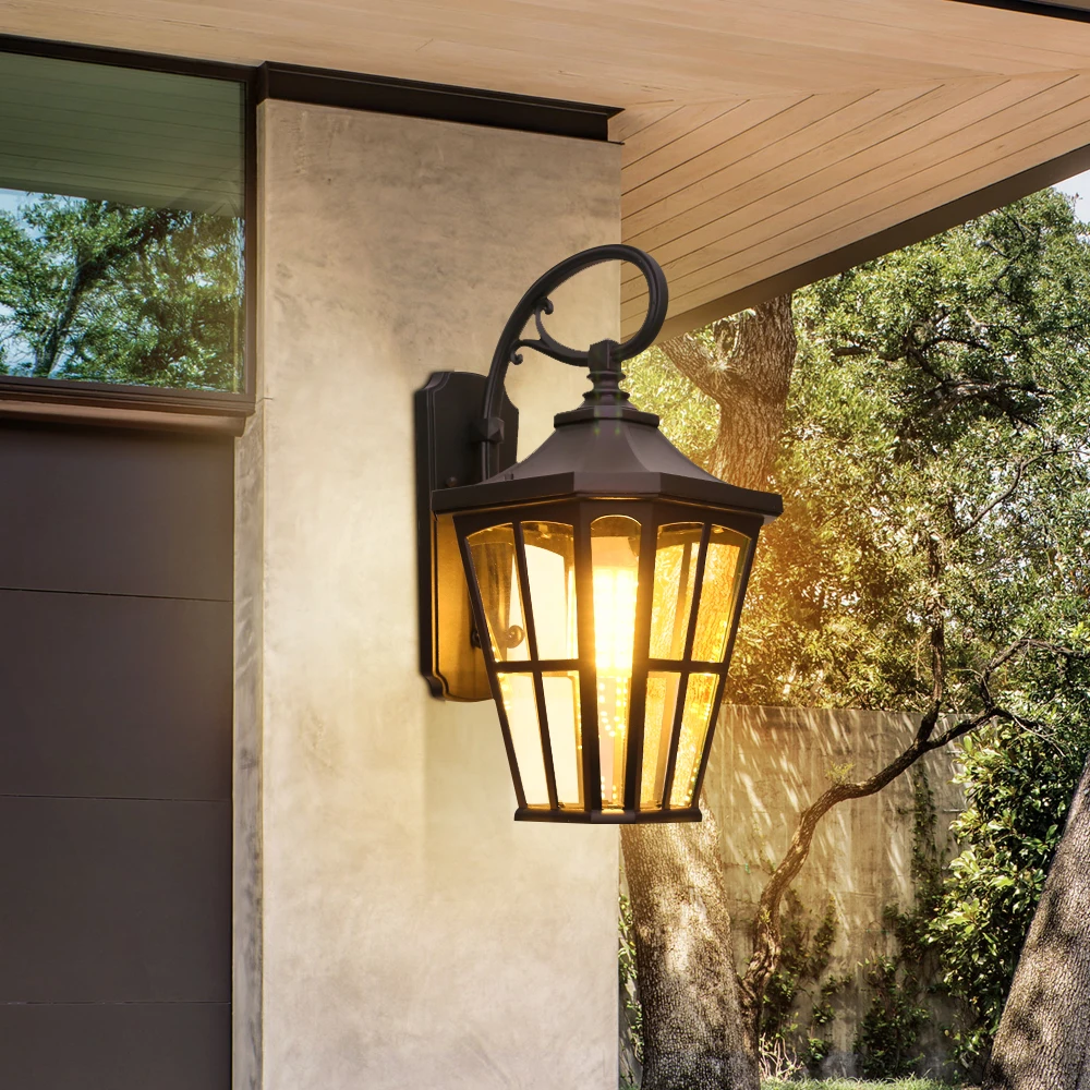 SANDIY Outdoor Porch Light Retro Wall Lamps Waterproof Vintage Led Lighting for House Gate Patio Aisle Exterior Sconce Black