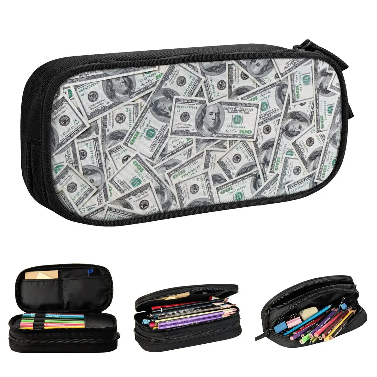 Creative 100 Dollar Bills USA Pencil Case Money Pencilcases Pen for Student Large Storage Bags Students School Gifts Stationery