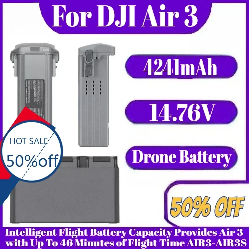 

14.76V 4241mAh for DJI Air 3 Intelligent Flight Battery Capacity Provides Air 3 with Up To 46 Minutes of Flight Time AIR3-AIR3S