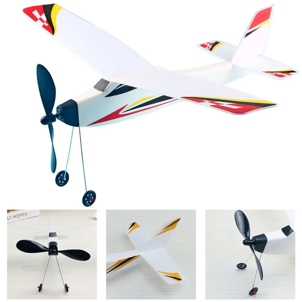 1pcs DIY Hand Throw Aircraft Flying Glider Toy 3D Shape Science Experiment Foam Airplane Model Rubber