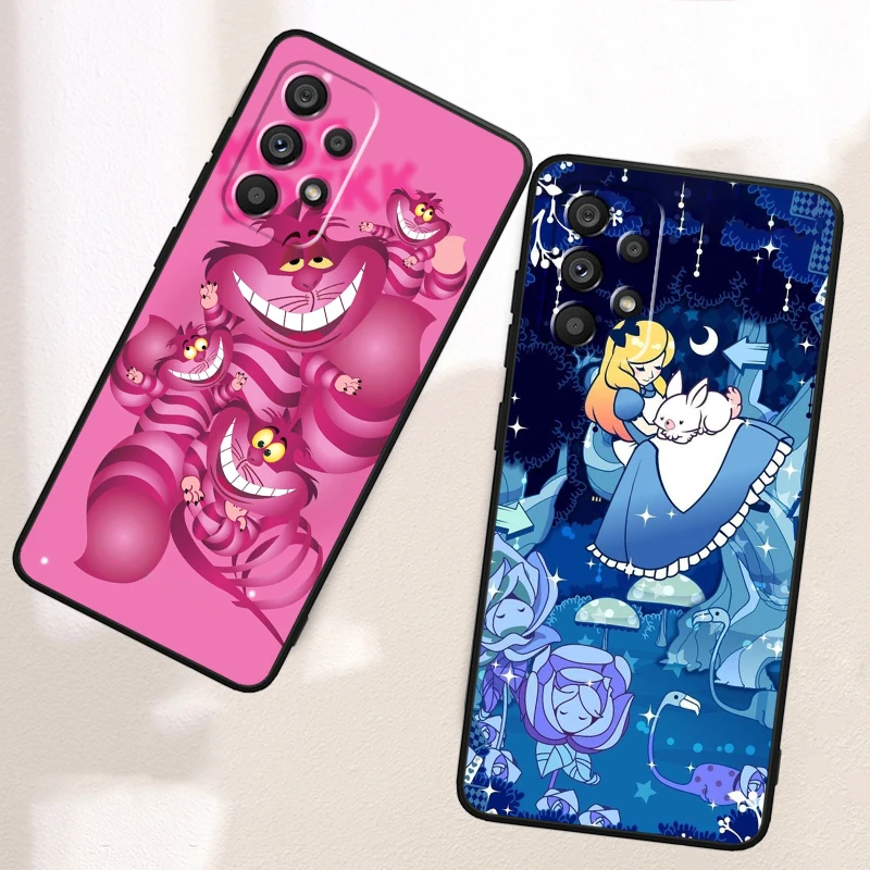 Disney Alice Cute Cartoon For Samsung Note 20 10 Ultra Plus A31 A14 A12 A70 A34 A25 A04 A05 A15 A24 5G Black Funda Phone Case