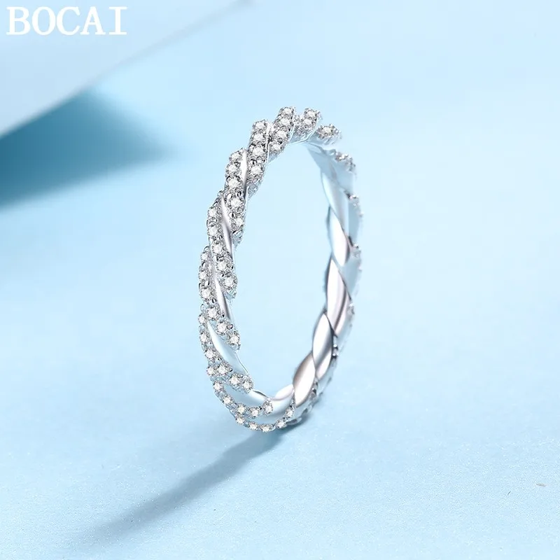 NEW S925 Sterling Silver Jewelry Wholesale Simple And Exquisite Layered Style Diamond Set Twisted Ring Women's Selected Gift