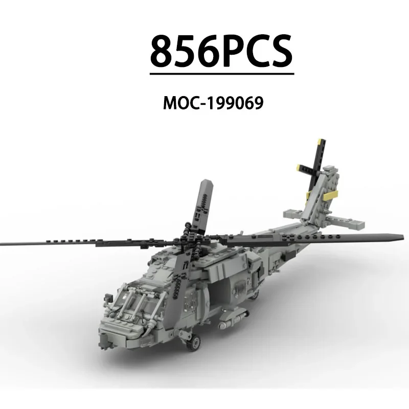 Aircraft MOC-199069 Rescue Helicopter SH-60 Model Airplane Building Block Toys 854 Parts Children's Toys DIY Christmas Gifts