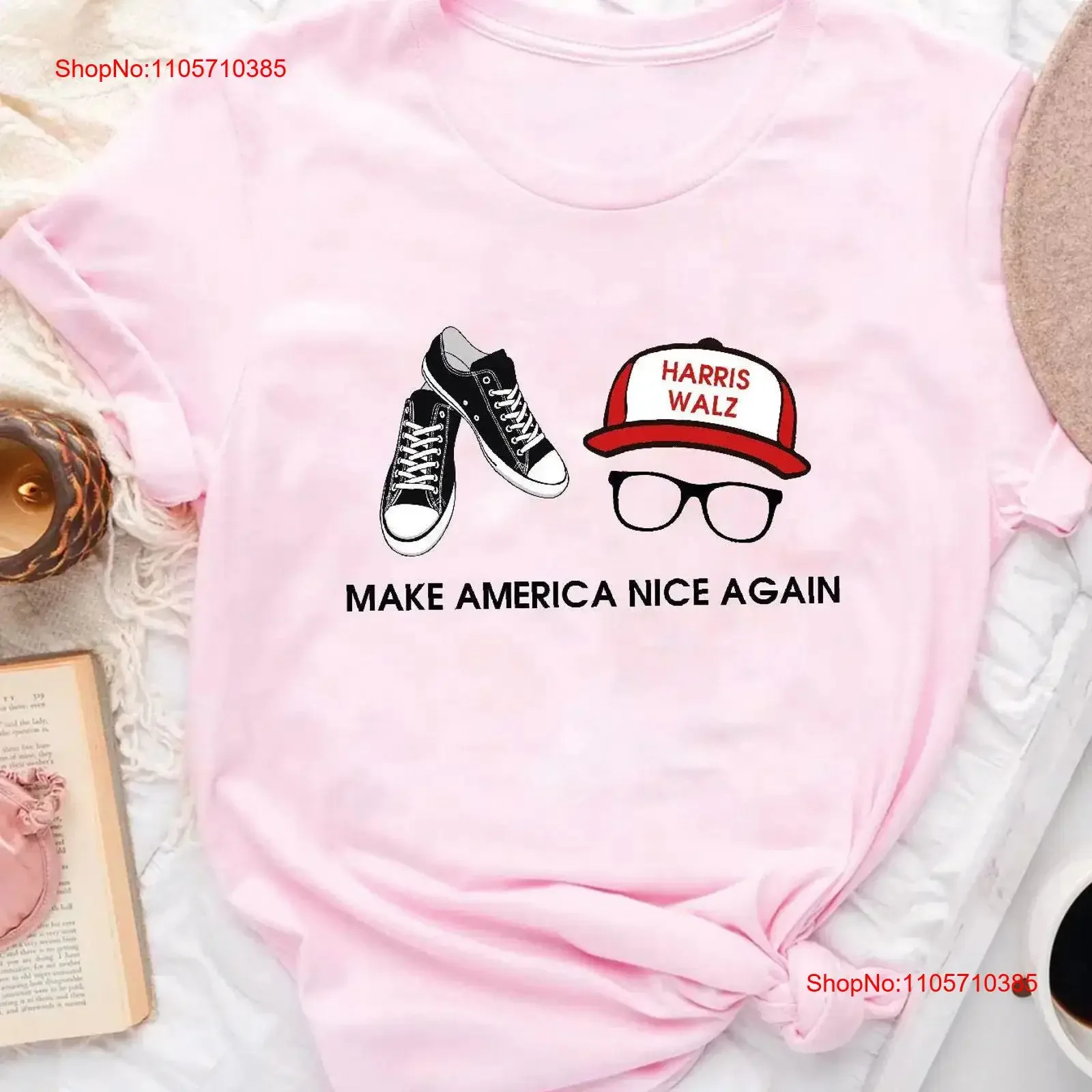 Make America Nice Again T Shirt Harris Walz Election Women's Political Democrats Madam President Kamala vintage Washed